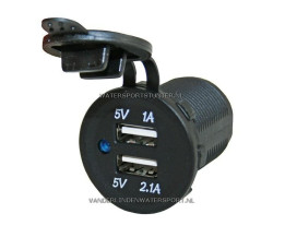 PL USB Lader Inbouw 12 / 24 Volt 2-Voudig 3,1 Ah