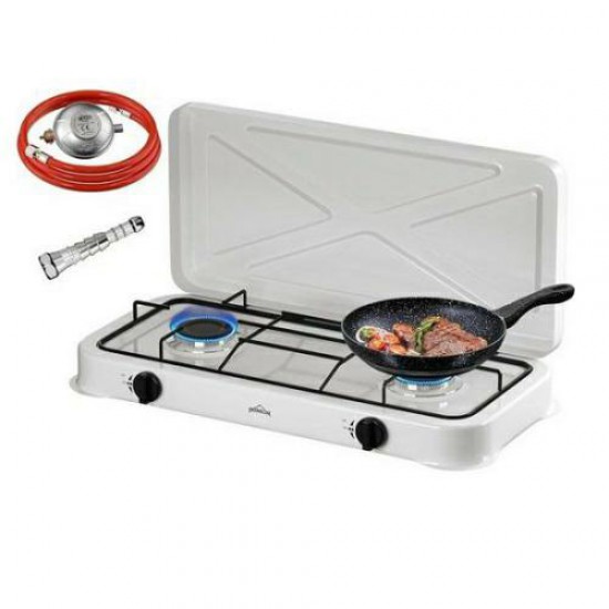 2 pits gasfornuis met regelaar en slang