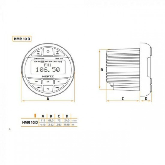 Hertz HMR 10 D - DAB+-FM-USB-BT 4x50 Watt