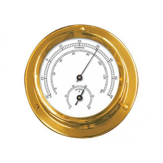 Thermo-hygrometer met gepolijste messing kast