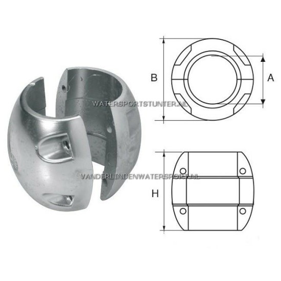 Asanode Aluminium Bolvormig 50 mm