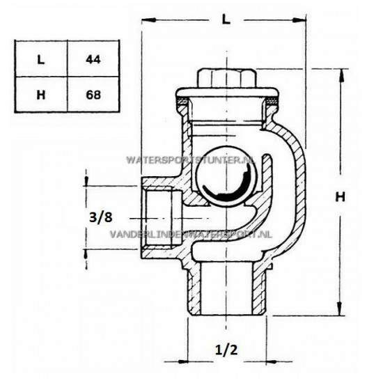 Beluchter Messing Verchroomd 1-2 x 3-8