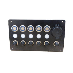 Hollex design schakelpaneel IP65 DC12-24V 15A dual USB-C LED blauw