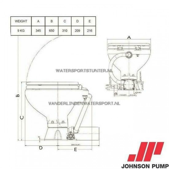 Johnson Space Saver Elektrisch Toilet 12 Volt