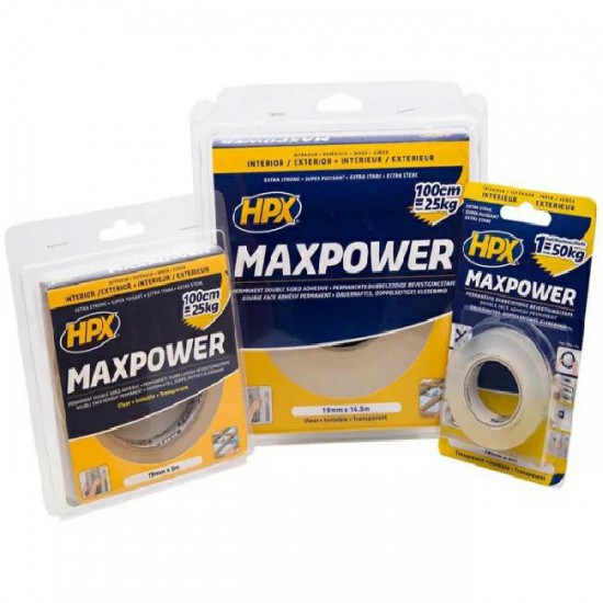 Max Power dubbelzijdig tape 19mm x 5M