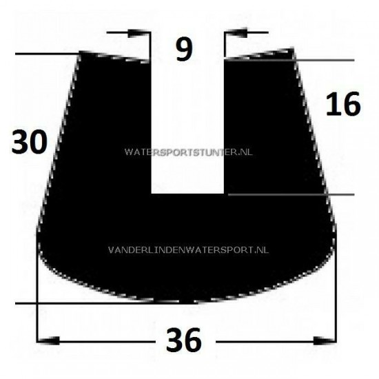 Stootrand Zwart Rubber 9 mm - 3,90 Meter