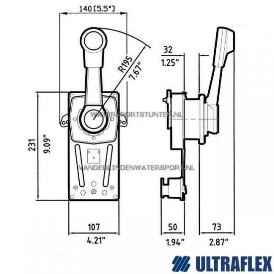 Ultraflex B85 Motorbediening Zijmontage