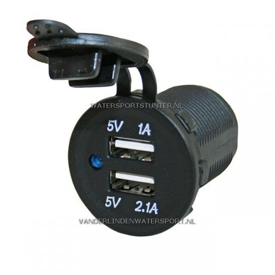 PL USB Lader Inbouw 12 - 24 Volt 2-Voudig 3,1 Ah