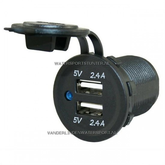 PL USB Lader Inbouw 12 - 24 Volt 2-Voudig 4,8 Ah