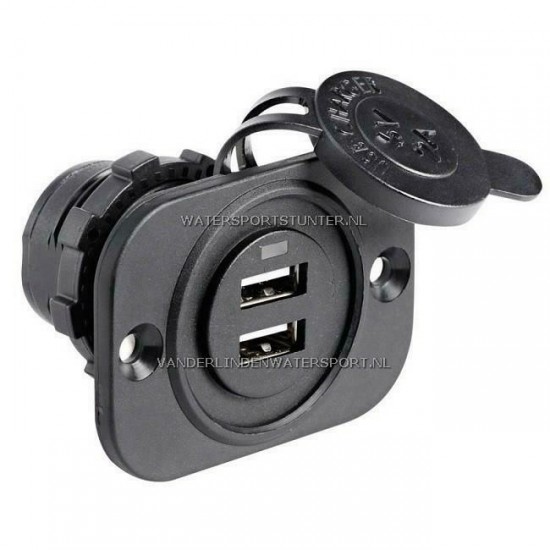 USB 1xA + 1xC Lader Inbouw + Frame 12 - 24 Volt