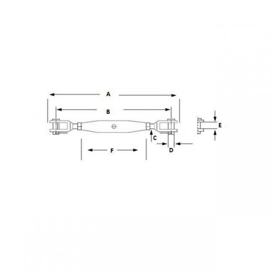 Wantspanner RVS Gaffel-Gaffel M8